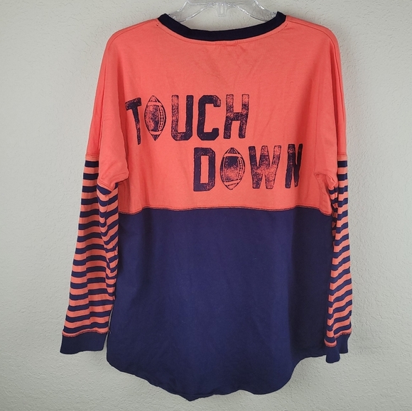 Crown Ivy Shirt Women M OrangeNavy Game Day Long‎ Sleeve French Terry Tee - Picture 12 of 13